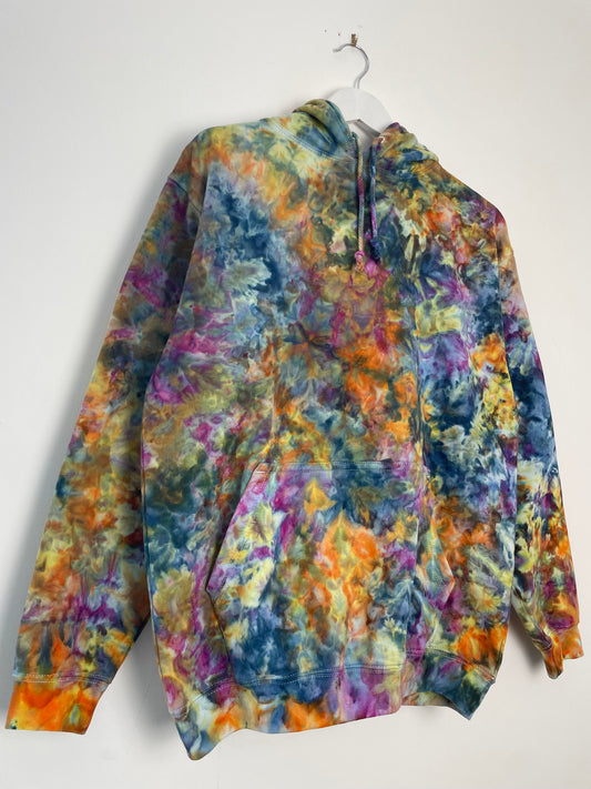 M | Ice Dye Blue Sunrise Multicolour Hand Dyed Pullover Hoodie