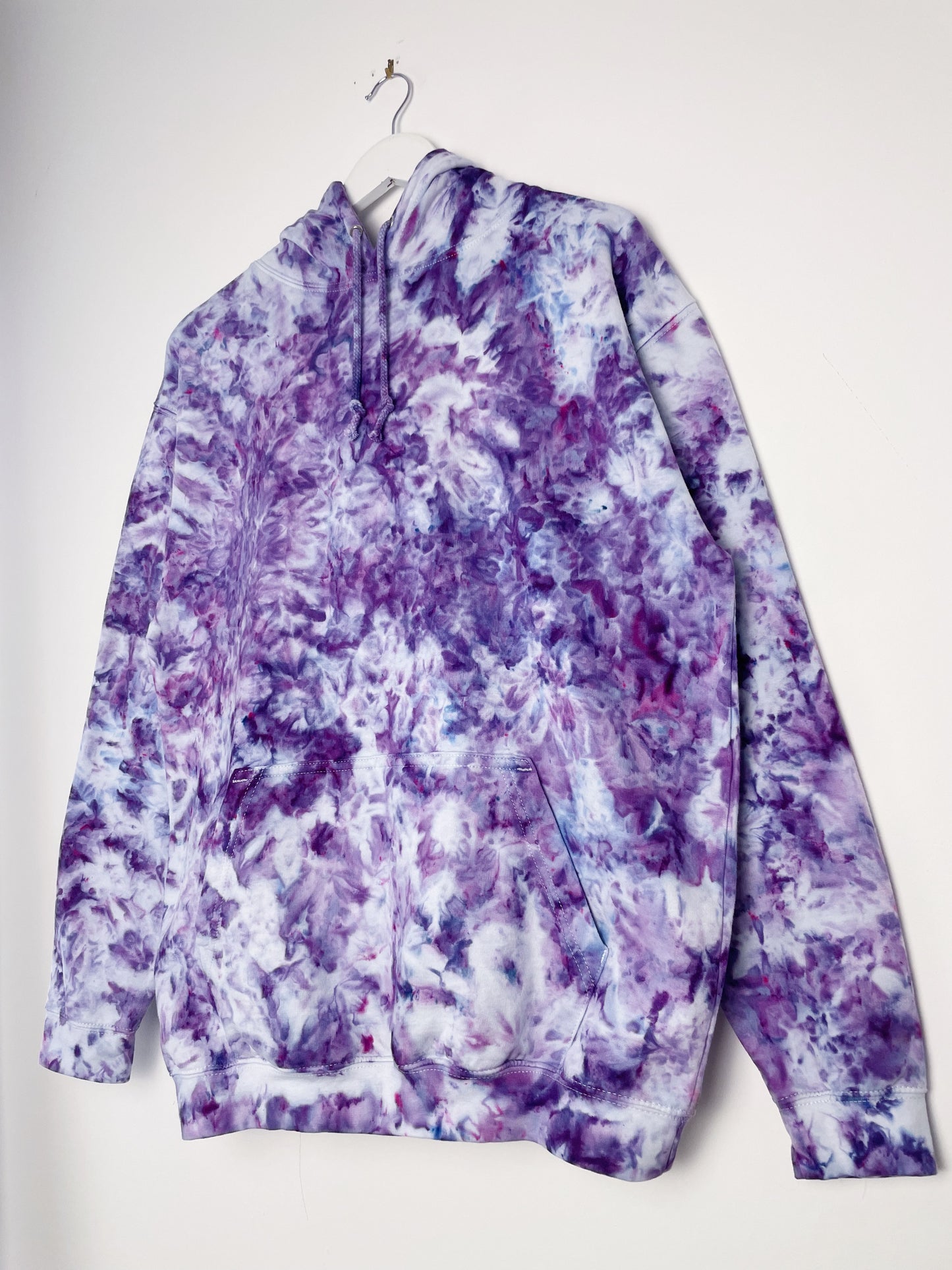 L | Ice Dye Purple Hand Dyed Pullover Hoodie