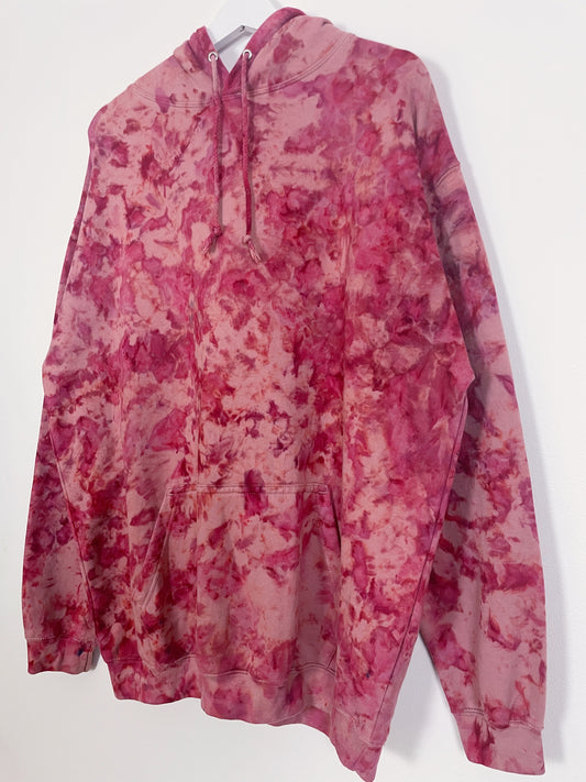 XL | Ice Dye Crushed Raspberry Hand Dyed Pullover Hoodie