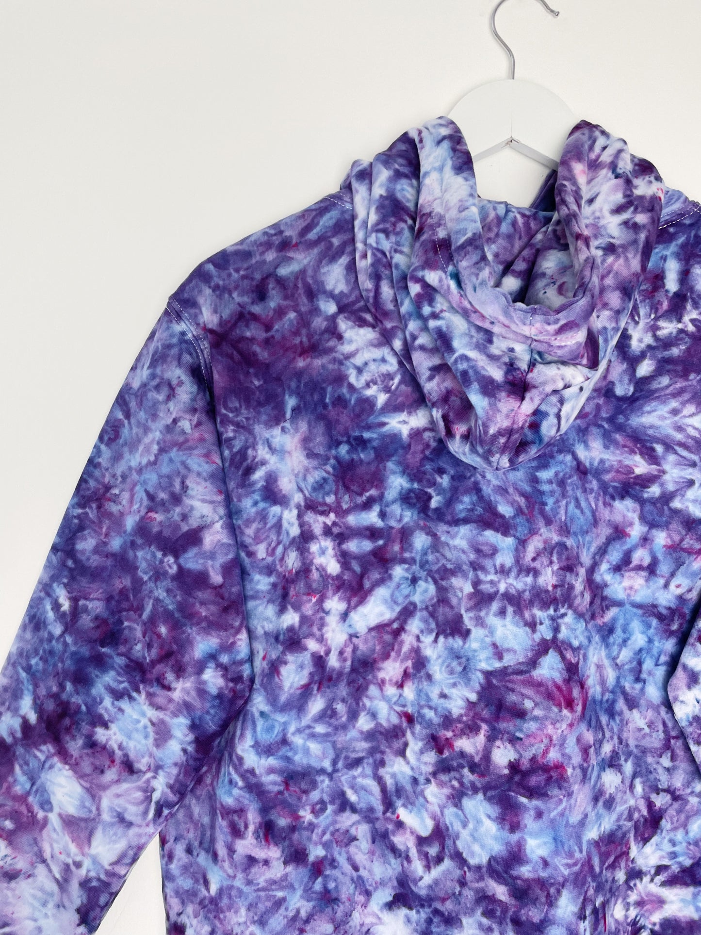 S | Ice Dye Purple Hand Dyed Pullover Hoodie