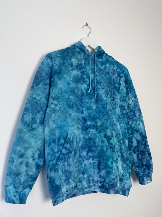 S | Ice Dye Ocean Blue Hand Dyed Pullover Hoodie