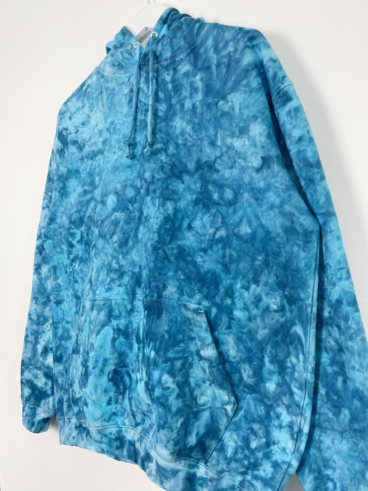 L | Ice Dye Ocean Blue Hand Dyed Pullover Hoodie