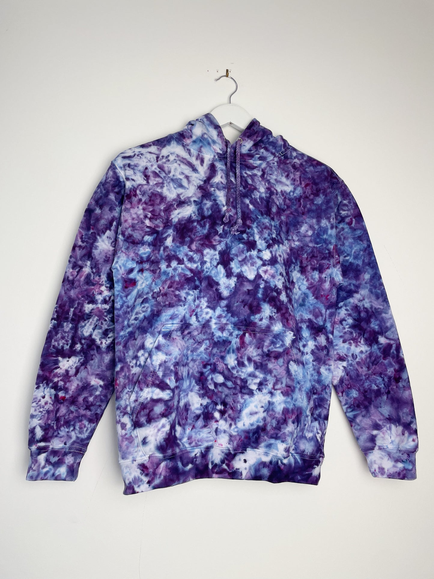 S | Ice Dye Purple Hand Dyed Pullover Hoodie