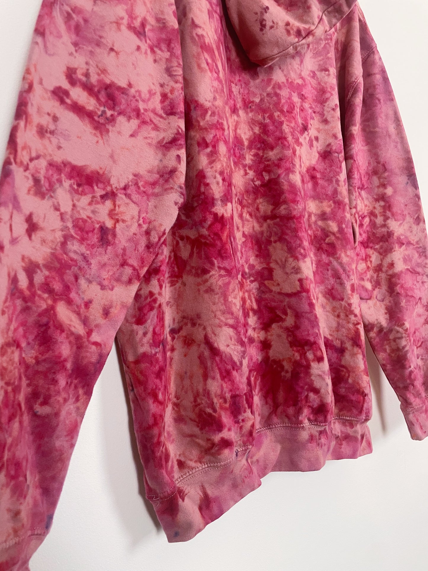 L | Ice Dye Crushed Raspberry Hand Dyed Pullover Hoodie