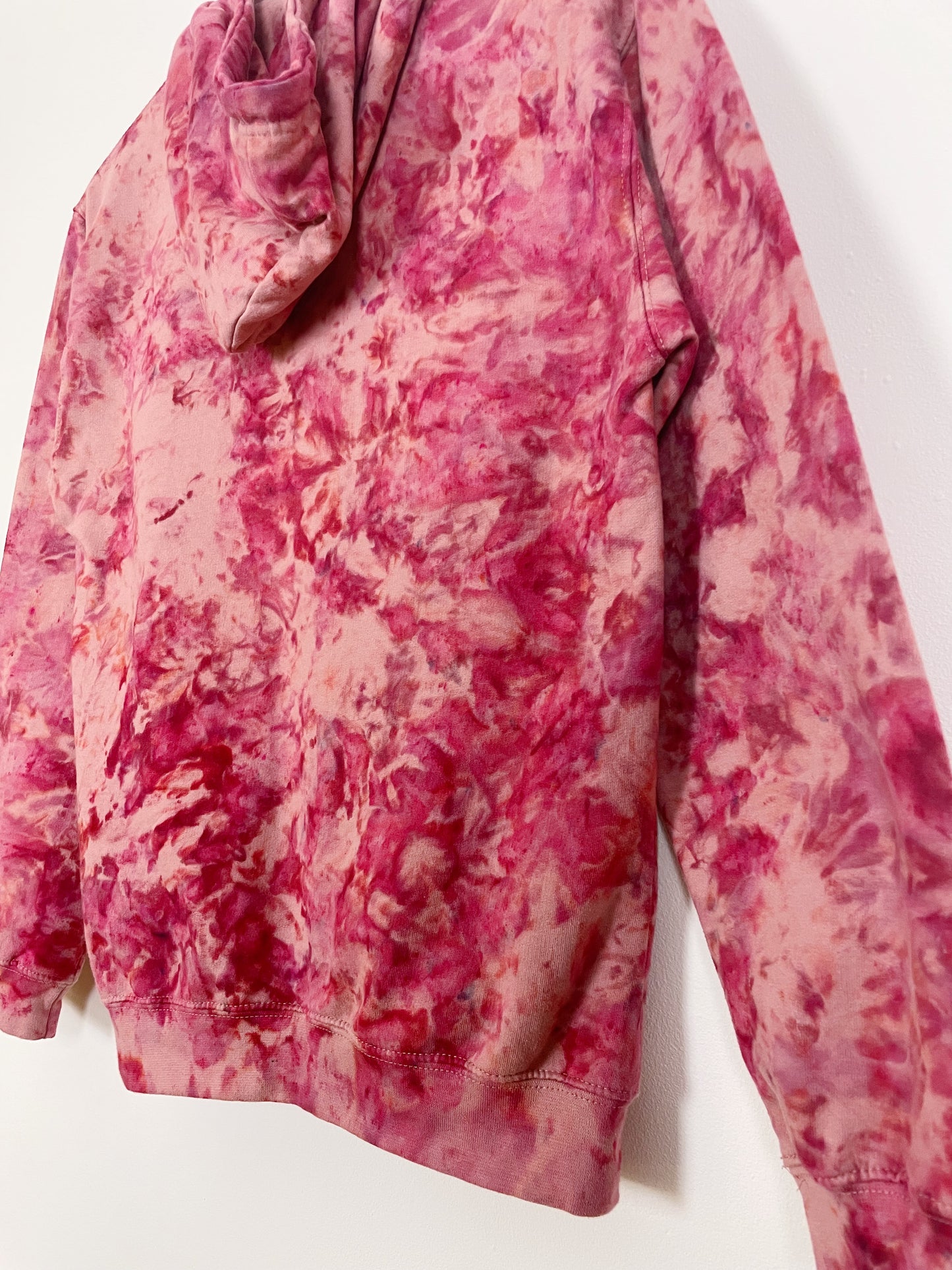 S | Ice Dye Crushed Raspberry Hand Dyed Pullover Hoodie