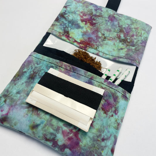 Handmade Purple, Blue and Green Ice Dyed Tobacco Pouch