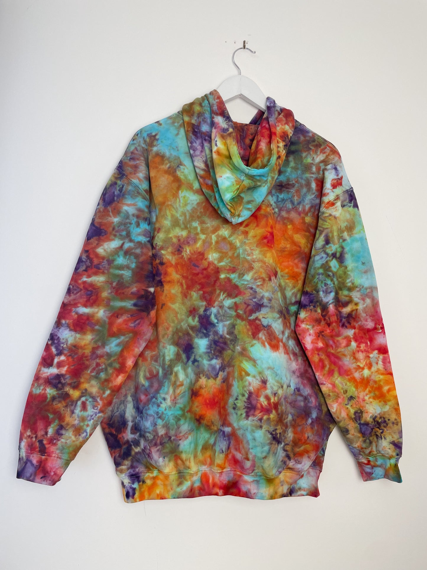 XL | Ice Dye Rainbow Multicolour Hand Dyed Pullover Hoodie