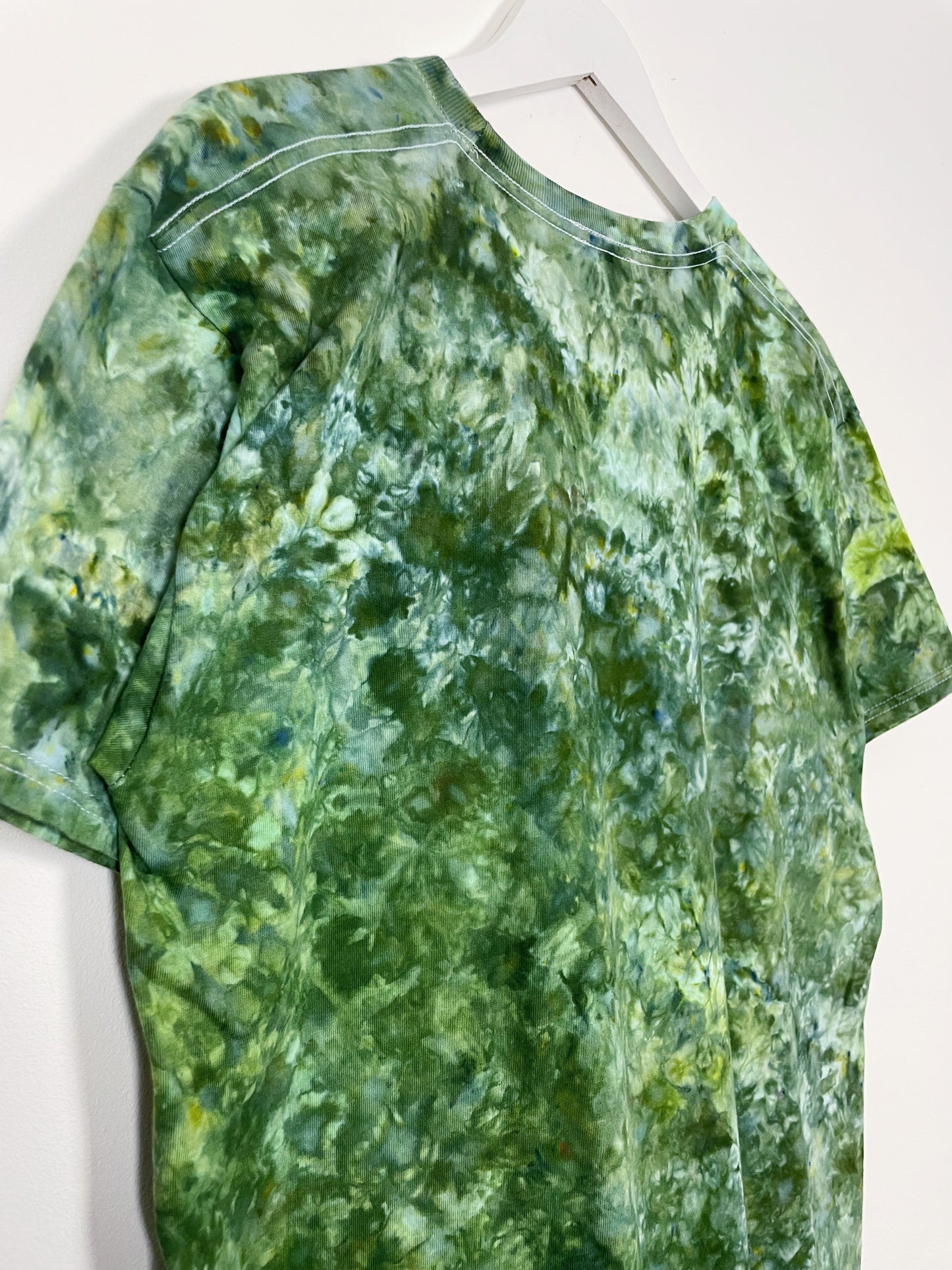 L | Ice Dye Dark Green Hand Dyed Ice Tie Dye T-Shirt