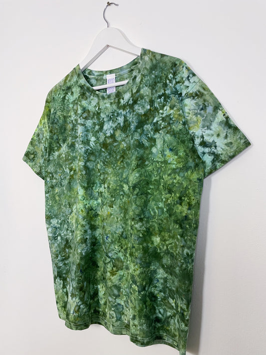 L | Ice Dye Dark Green Hand Dyed Ice Tie Dye T-Shirt