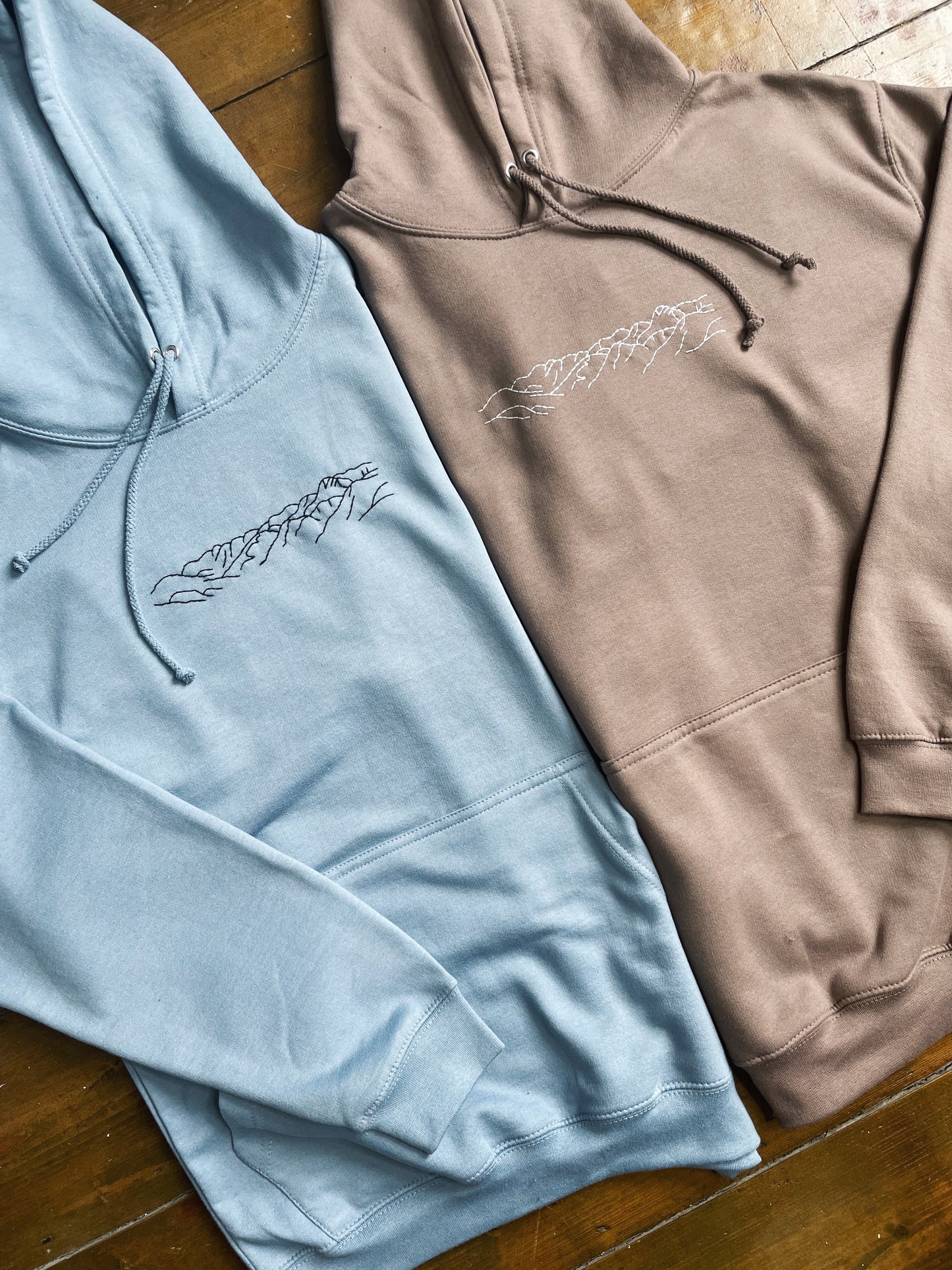 Mountain Hand Embroidered Unisex Pullover Hoodie