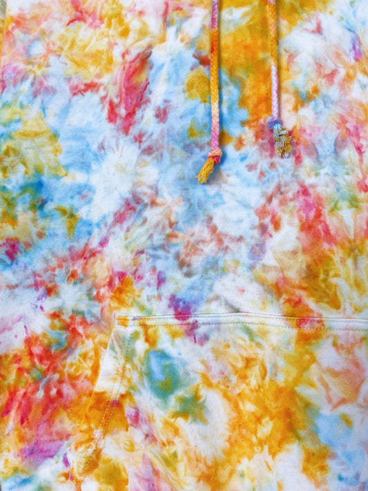 M | Ice Dye Sunset Multicolour Hand Dyed Pullover Hoodie