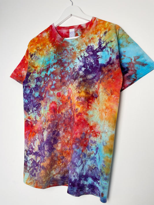 M | Ice Dye Rainbow Multicolour Hand Dyed Ice Tie Dye T-Shirt