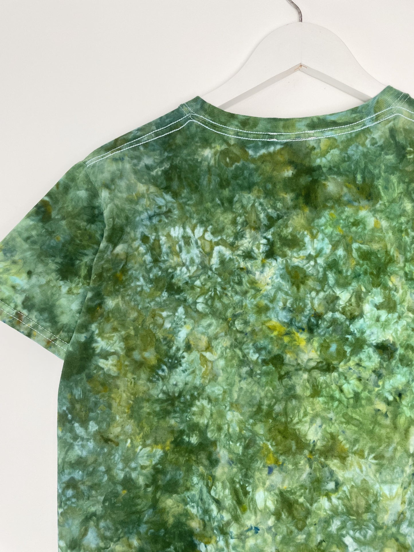 S | Ice Dye Dark Green Hand Dyed Ice Tie Dye T-Shirt