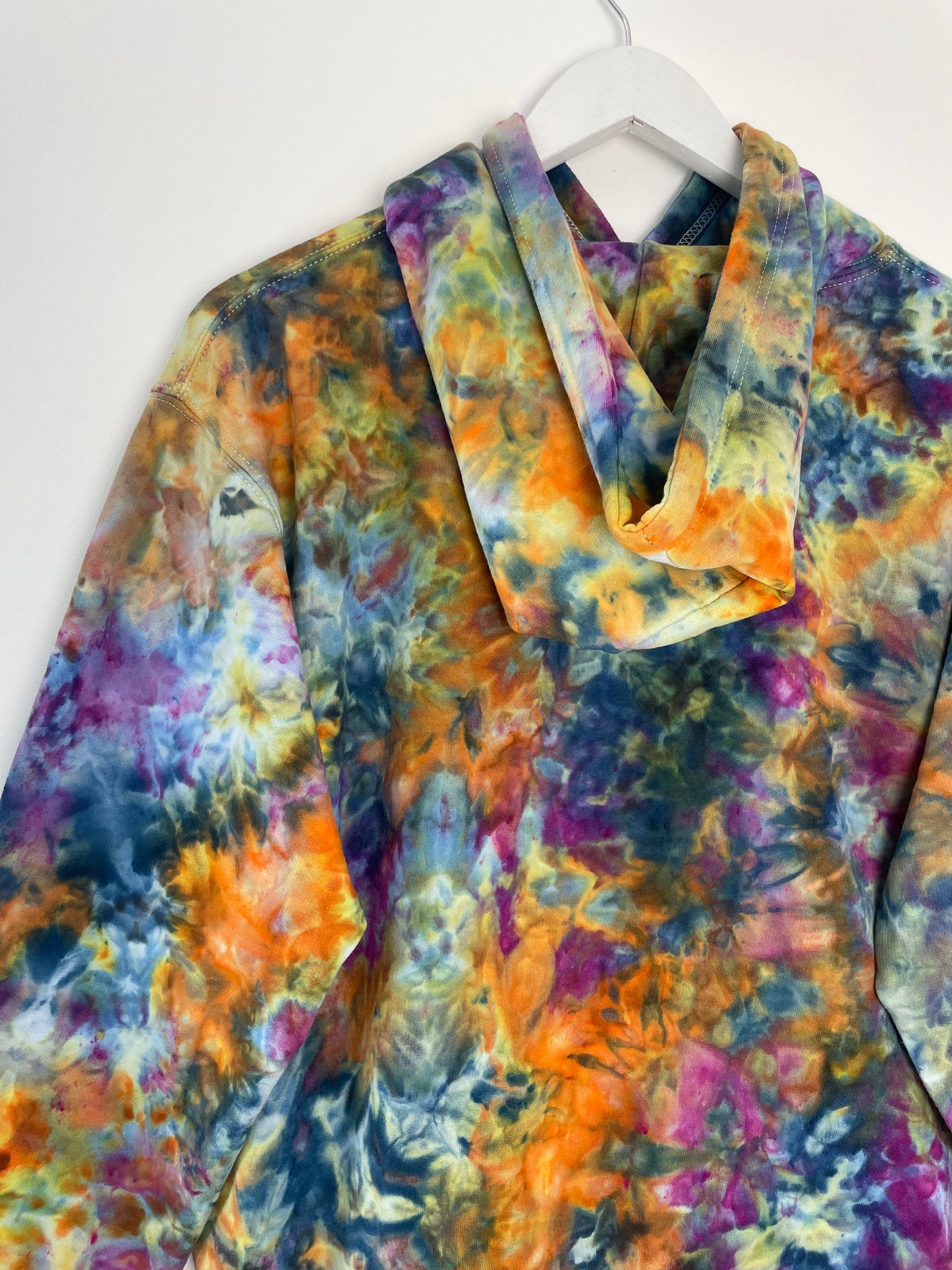 M | Ice Dye Blue Sunrise Multicolour Hand Dyed Pullover Hoodie