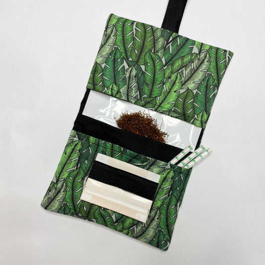 Handmade Tobacco Pouch | Tropical Leaf Print Tobacco Storage Holder