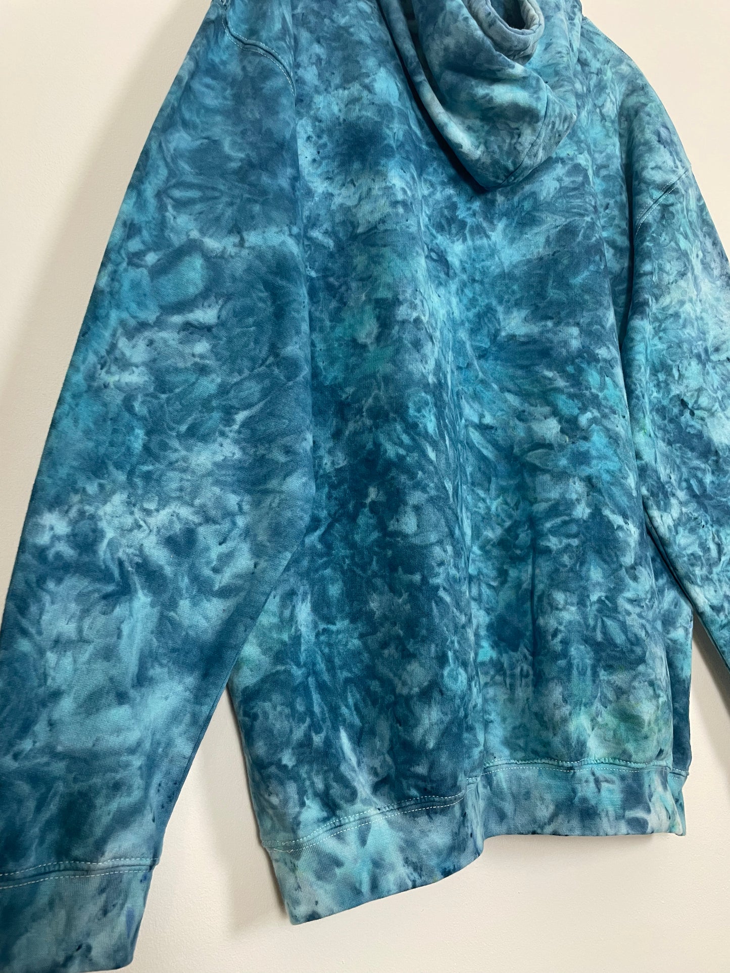 XL | Ice Dye Ocean Blue Hand Dyed Pullover Hoodie