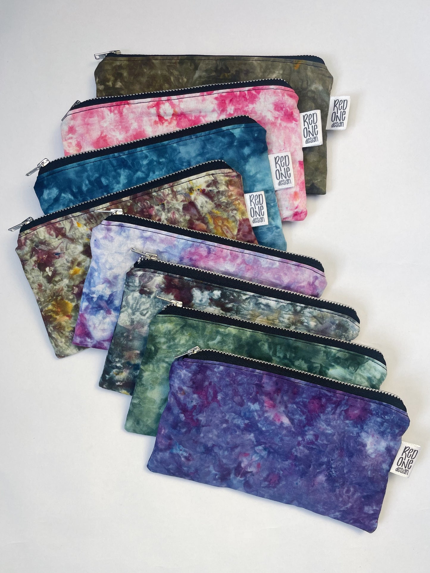 Handmade Ice Dye Zip Pouch | Colourful Pencil Case | Small Coin Purse Make-up Pouch