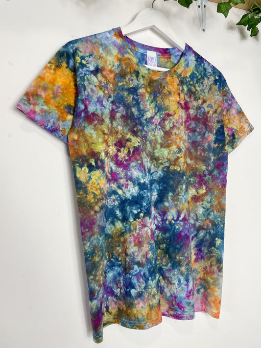 S | Ice Dye Blue Sunrise Hand Dyed Ice Tie Dye T-Shirt
