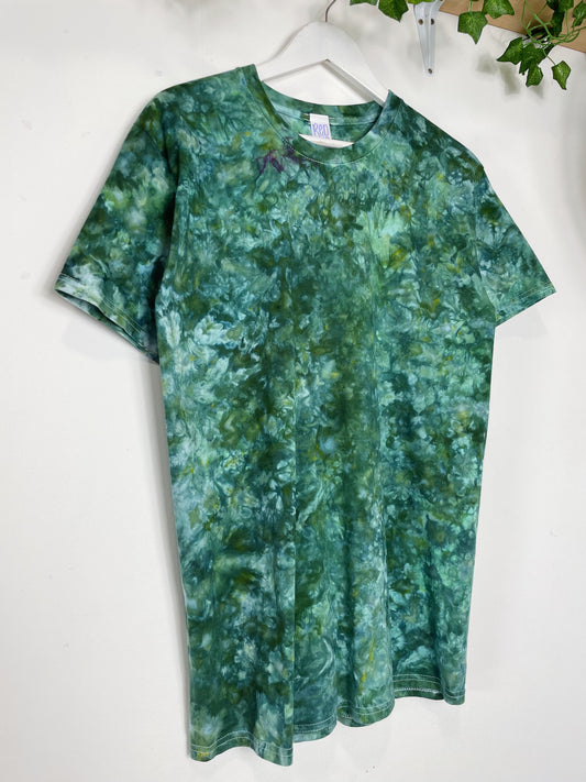M | Ice Dye Dark Green Hand Dyed Ice Tie Dye T-Shirt