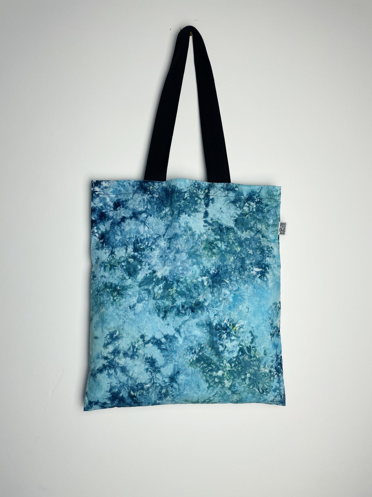 Handmade Blue Ice Dye Tote Bag