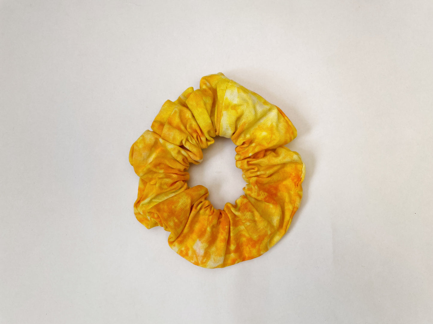 Yellow Ice Dye Handmade Cotton Scrunchie
