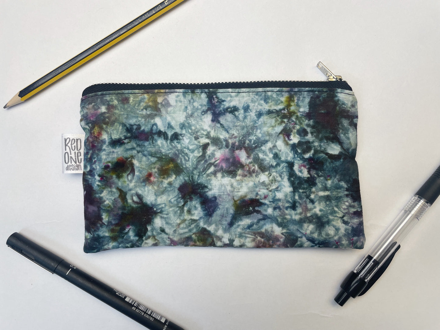 Handmade Ice Dye Zip Pouch | Colourful Pencil Case | Small Coin Purse Make-up Pouch