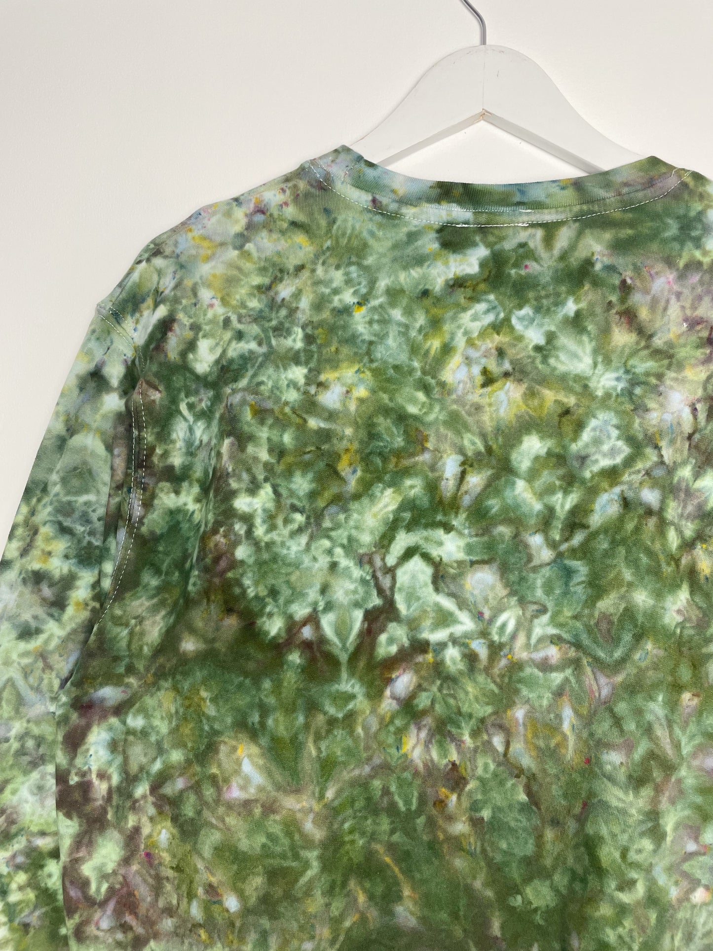 L | Ice Dye Dark Green and Purple Hand Dyed Sweatshirt