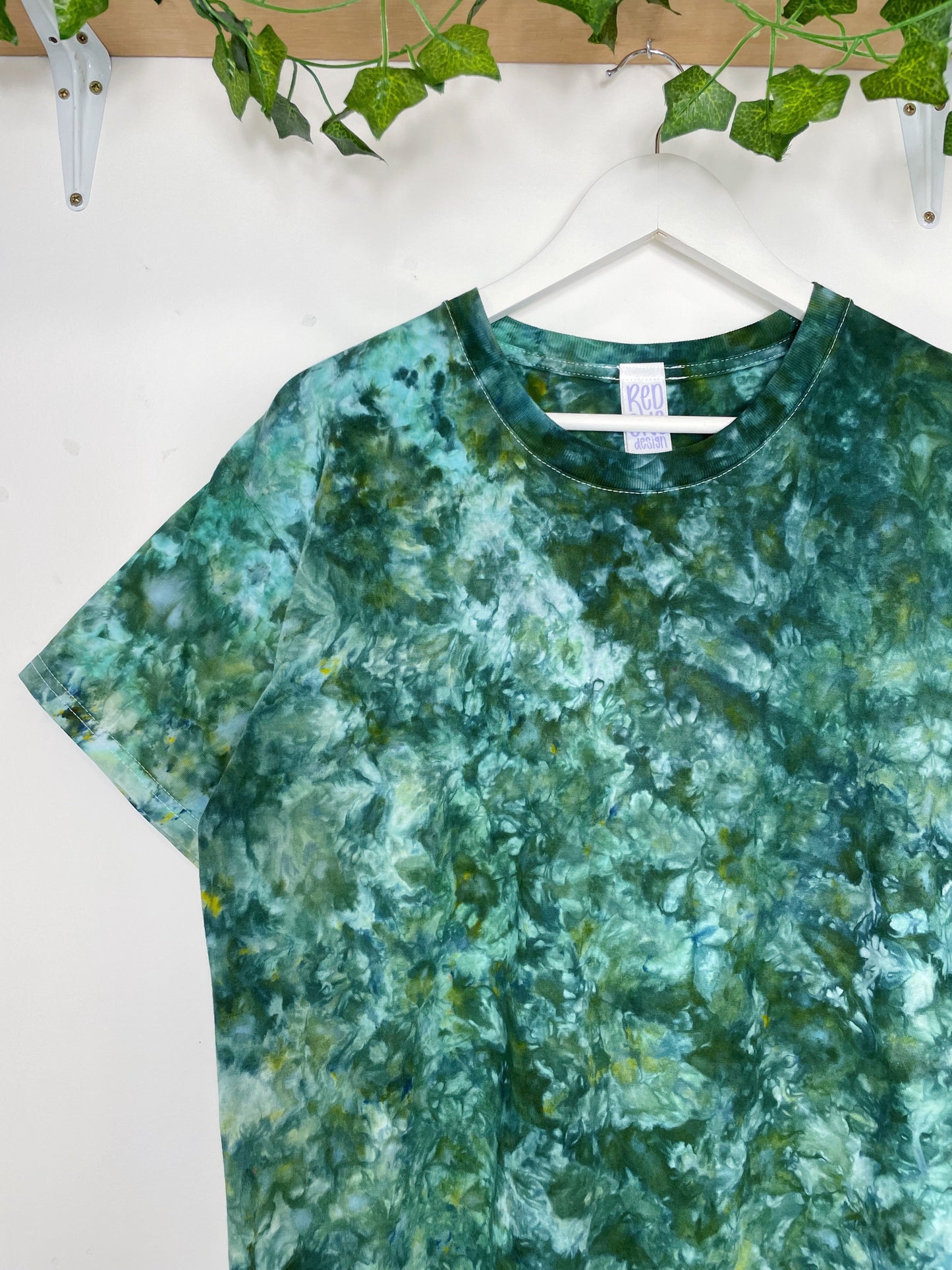 L | Ice Dye Dark Green Hand Dyed Ice Tie Dye T-Shirt
