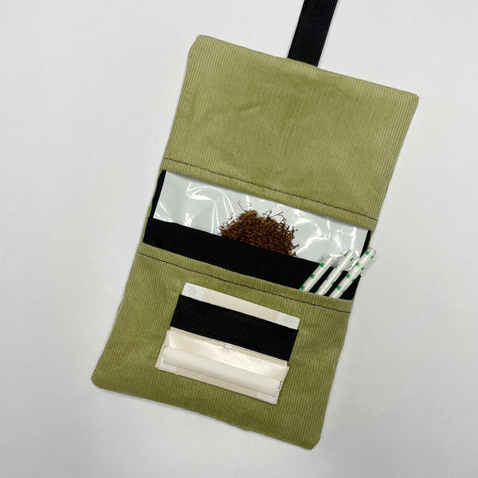 Handmade Tobacco Pouch | Sage Green Corduroy Tobacco Storage Cover