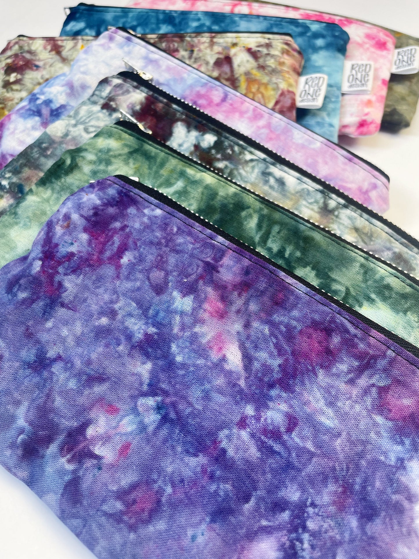Handmade Ice Dye Zip Pouch | Colourful Pencil Case | Small Coin Purse Make-up Pouch