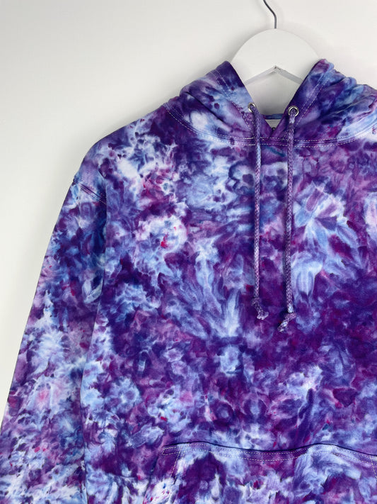 S | Ice Dye Purple Hand Dyed Pullover Hoodie