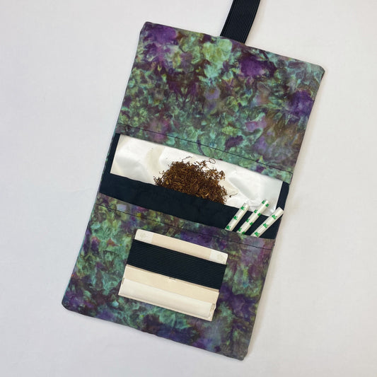 Handmade Purple, Blue and Green Ice Dyed Tobacco Pouch