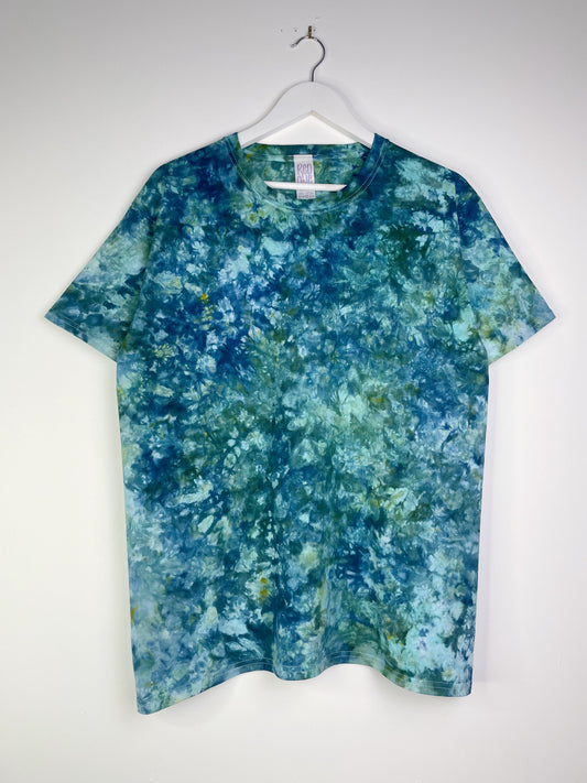 L | Ice Dye Ocean Blue Hand Dyed Ice Tie Dye T-Shirt