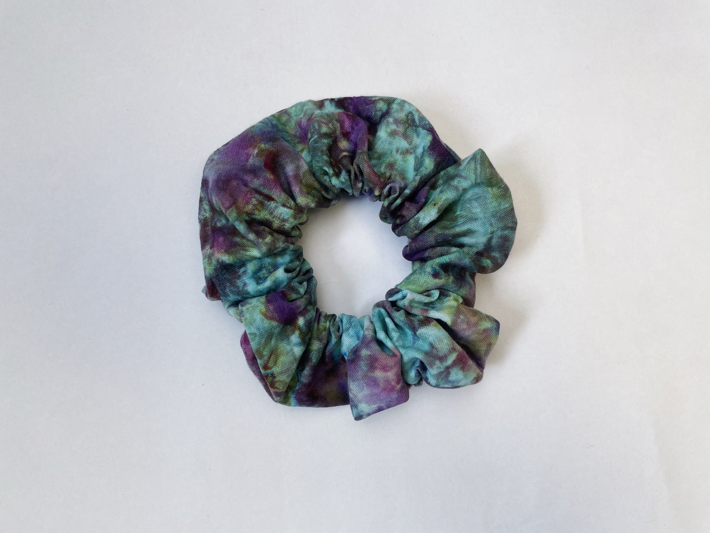 Purple Blue Ice Dye Handmade Cotton Scrunchies