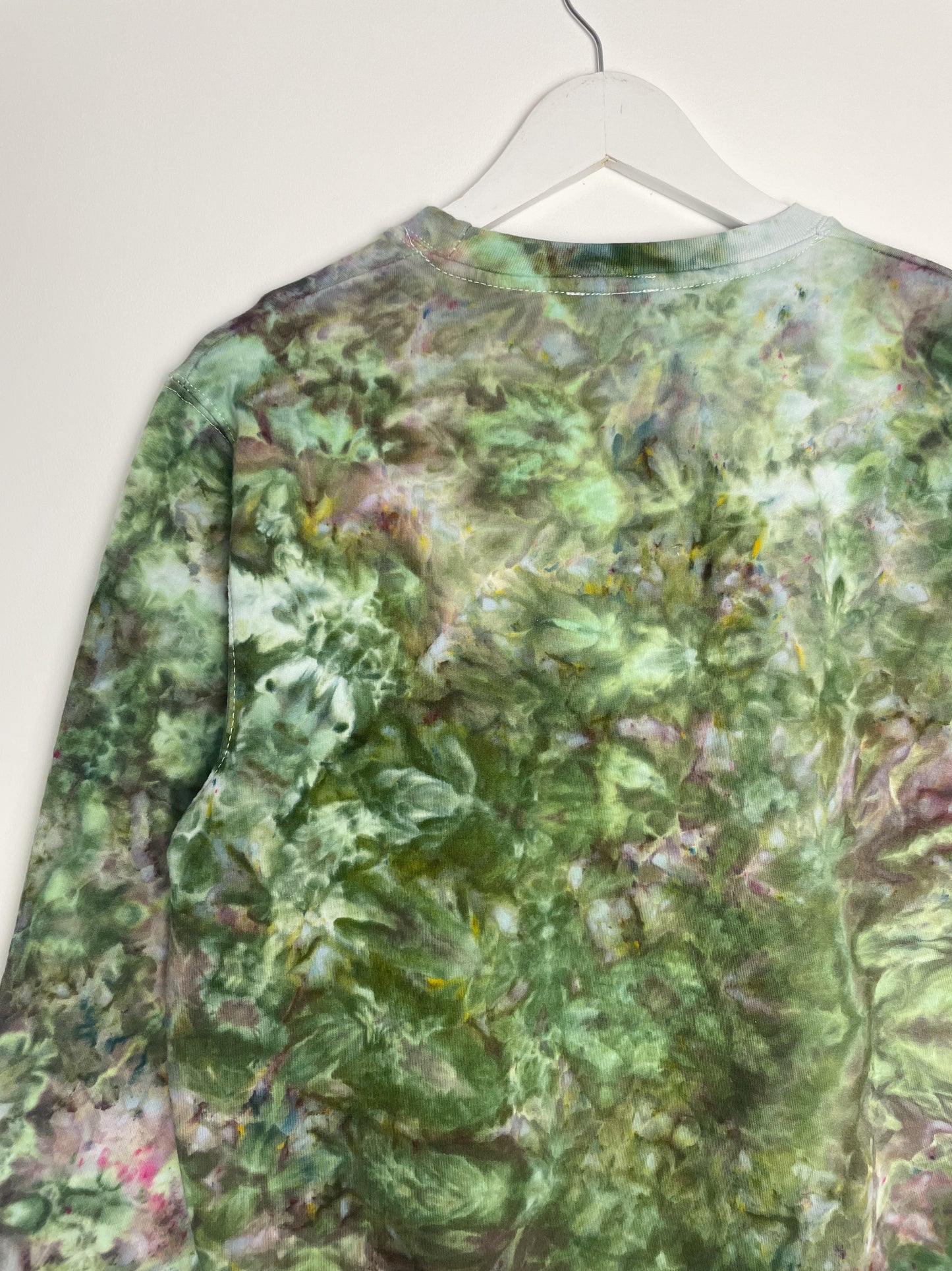 M | Ice Dye Dark Green and Purple Hand Dyed Sweatshirt