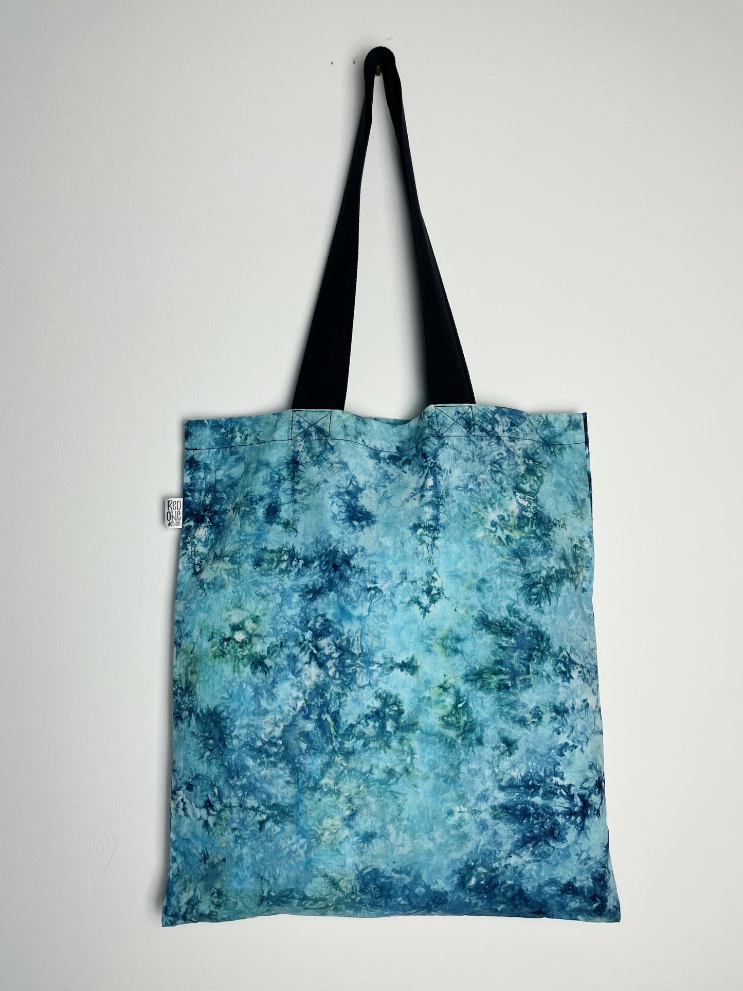 Handmade Blue Ice Dye Tote Bag