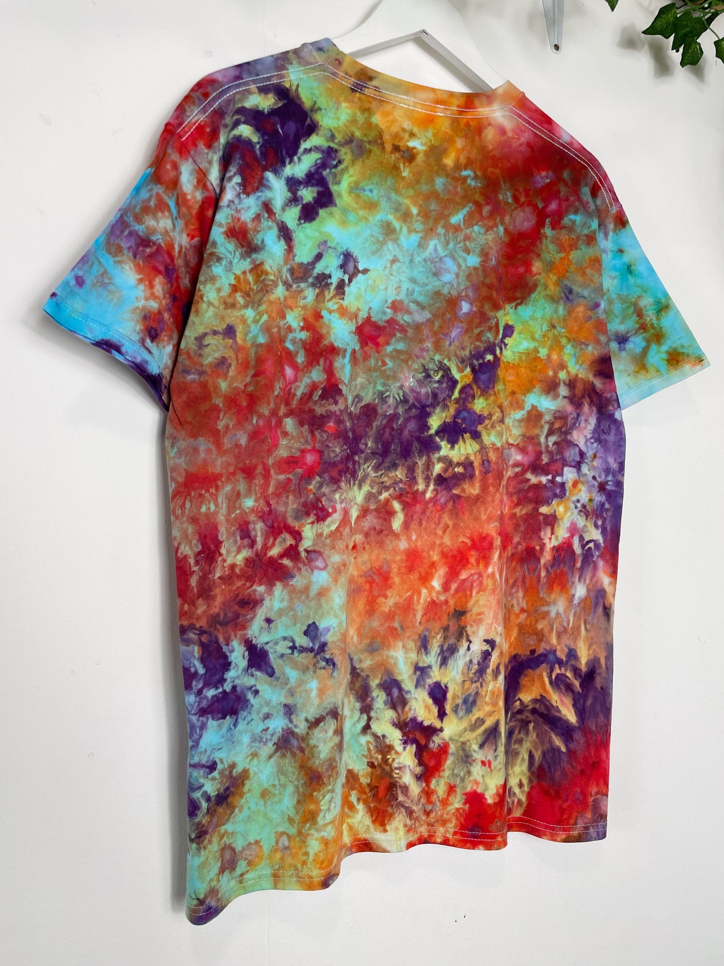 L | Ice Dye Rainbow Multicolour Hand Dyed Ice Tie Dye T-Shirt
