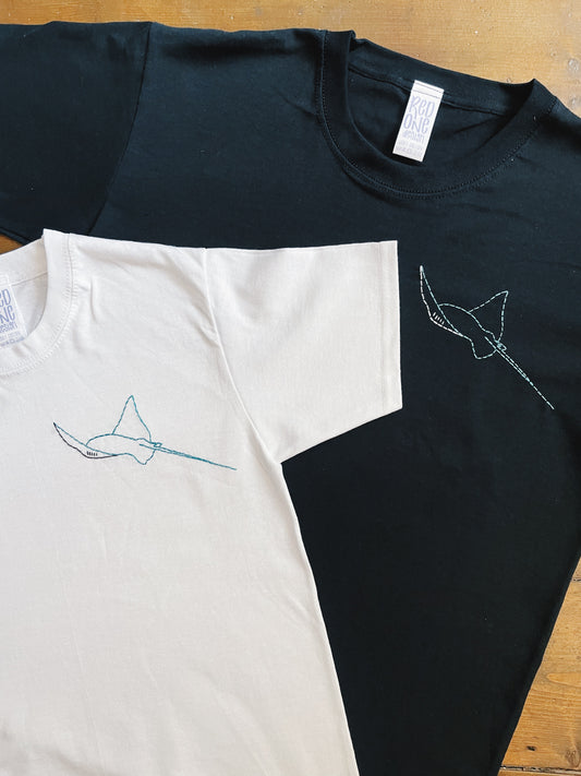 Stingray - Hand Embroidered Unisex T-Shirt