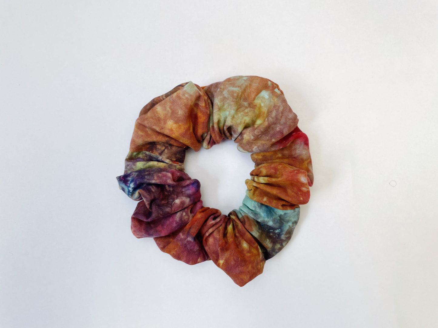 Multicolour Rainbow Ice Dye Handmade Cotton Scrunchies