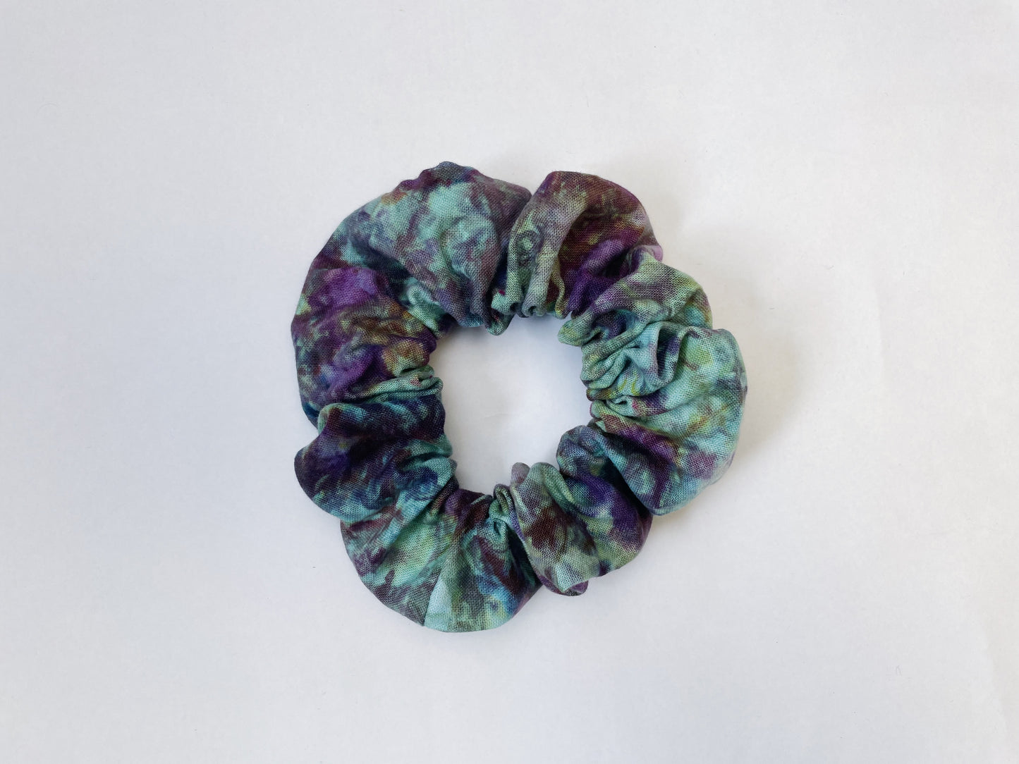 Purple Blue Ice Dye Handmade Cotton Scrunchies