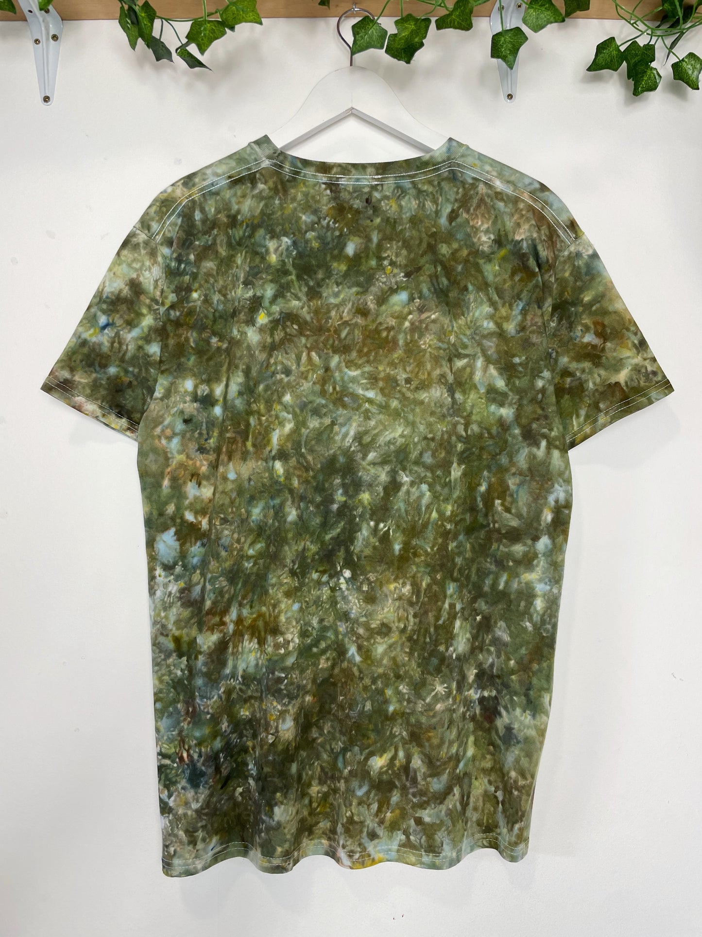 L | Ice Dye Olive Brown Hand Dyed Ice Tie Dye T-Shirt