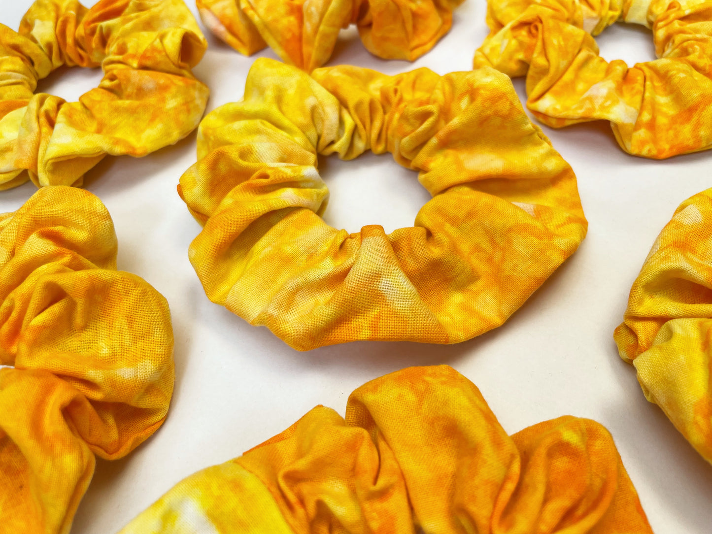 Yellow Ice Dye Handmade Cotton Scrunchie