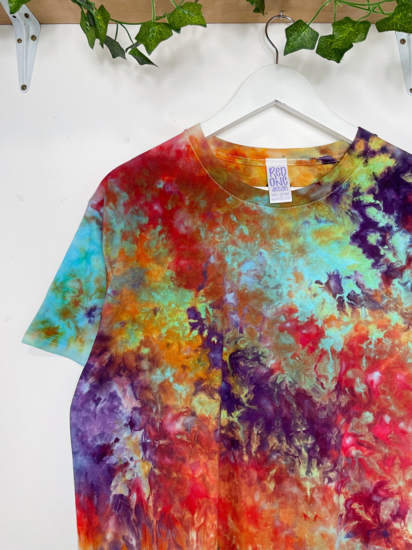 L | Ice Dye Rainbow Multicolour Hand Dyed Ice Tie Dye T-Shirt