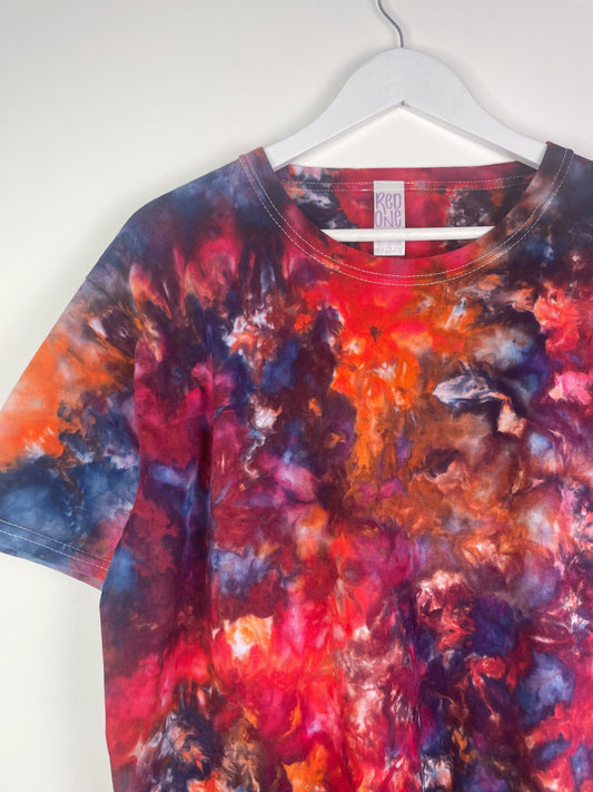 L | Ice Dye Red Galaxy Hand Dyed Ice Tie Dye T-Shirt