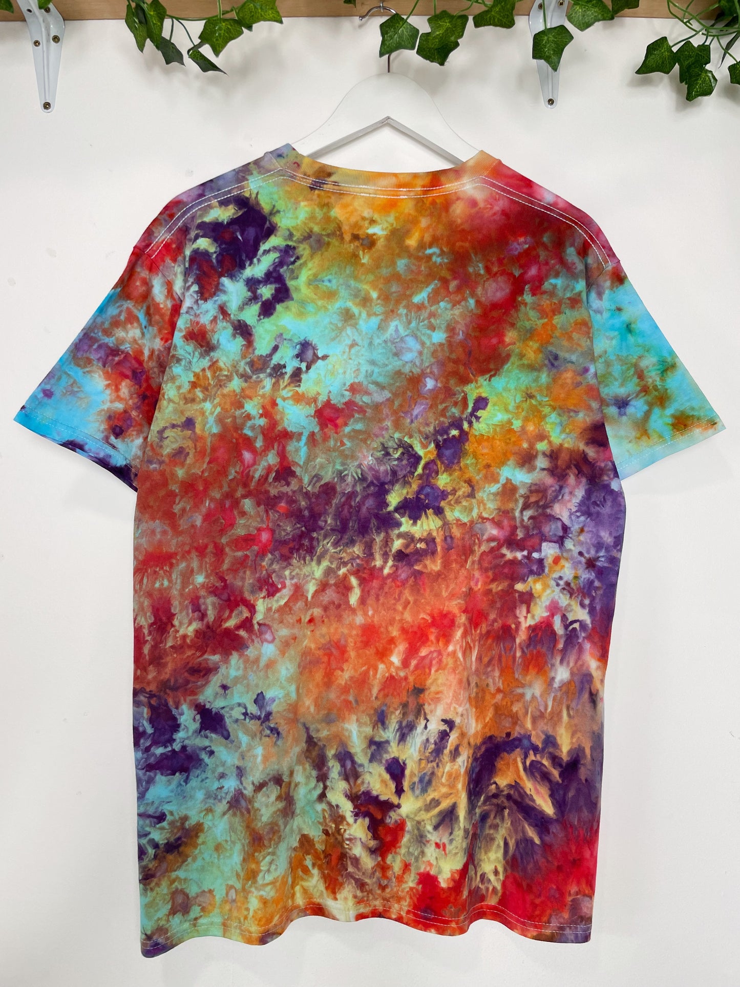 L | Ice Dye Rainbow Multicolour Hand Dyed Ice Tie Dye T-Shirt
