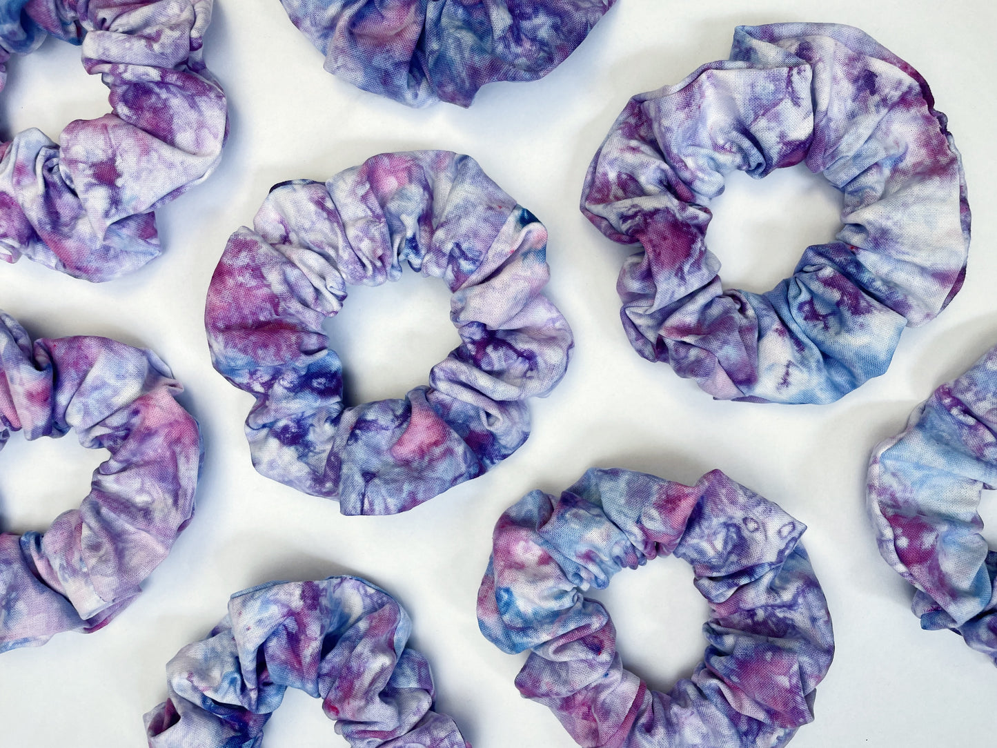 Lilac Ice Dye Handmade Cotton Scrunchies