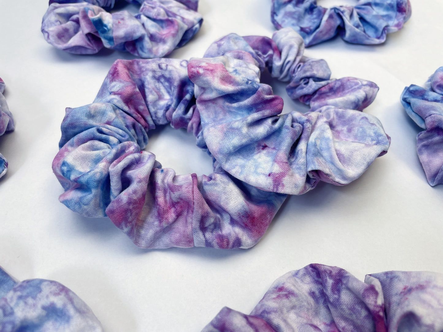 Lilac Ice Dye Handmade Cotton Scrunchies