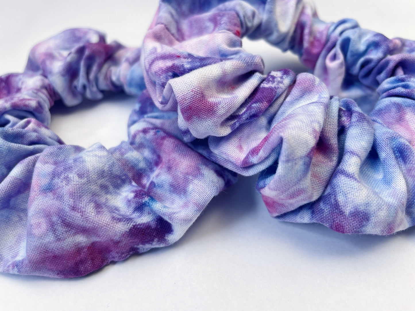 Lilac Ice Dye Handmade Cotton Scrunchies