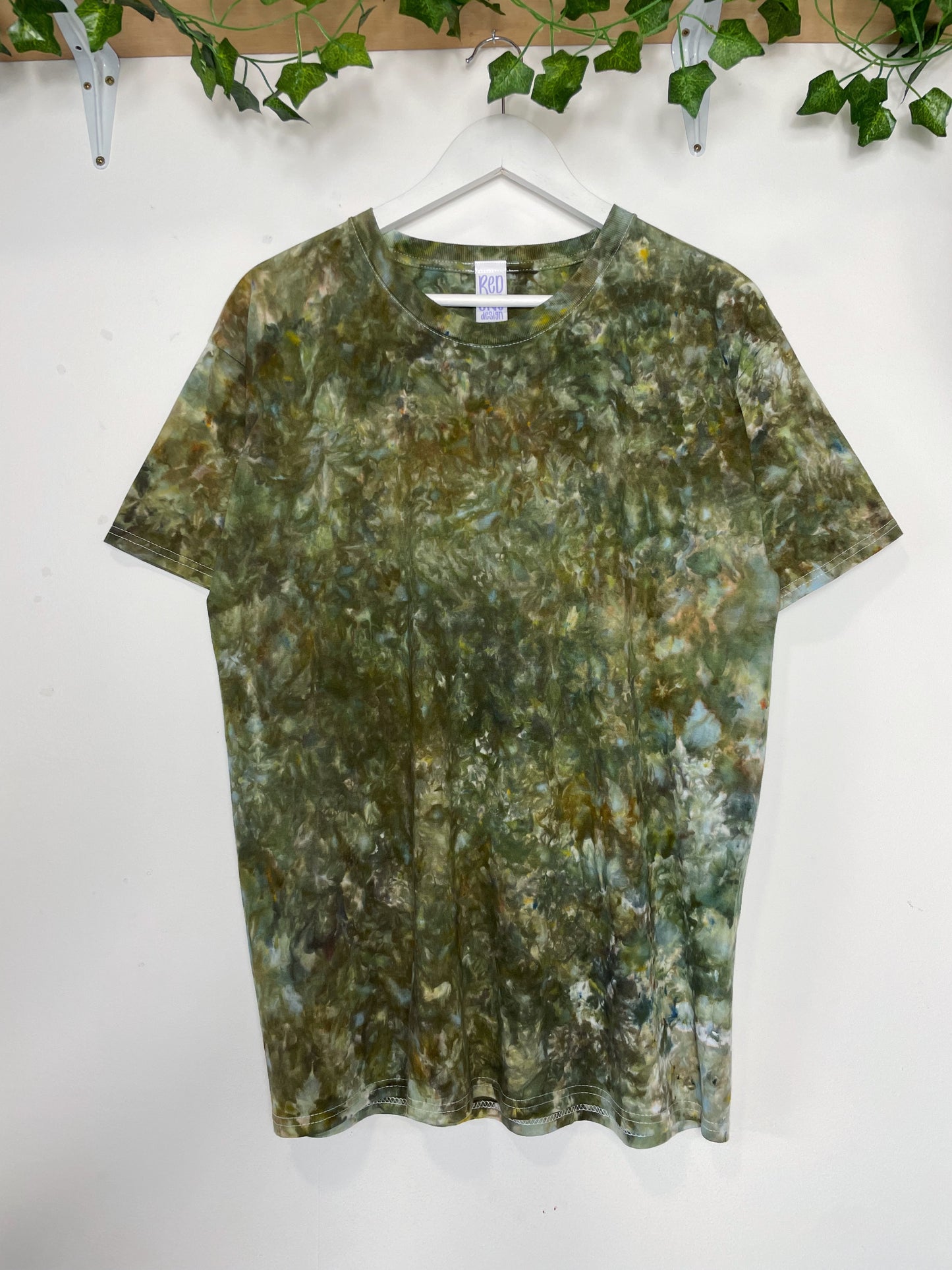 L | Ice Dye Olive Brown Hand Dyed Ice Tie Dye T-Shirt