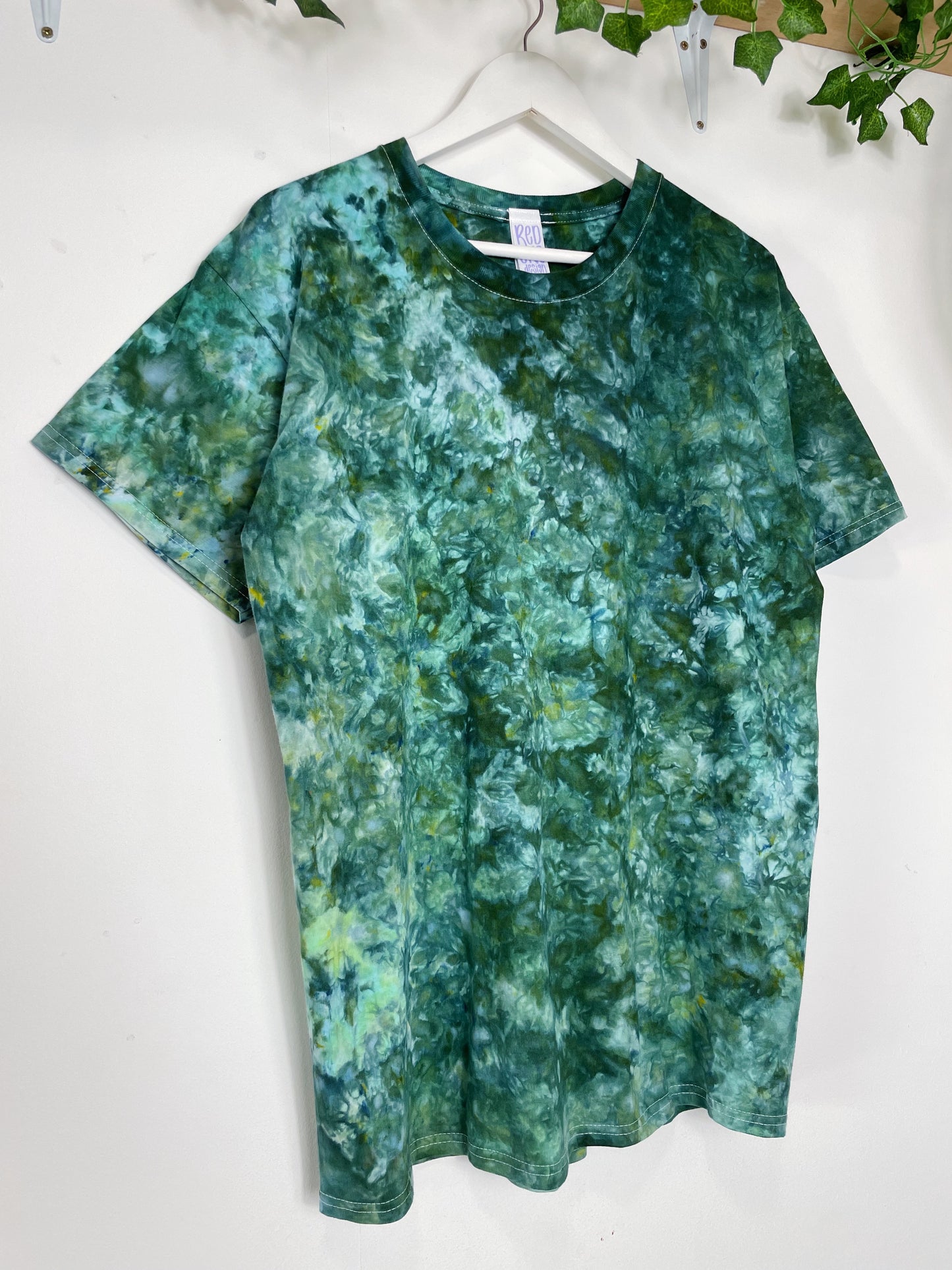 L | Ice Dye Dark Green Hand Dyed Ice Tie Dye T-Shirt